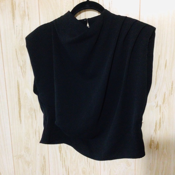 Zara Tops - Zara Black Sleeveless Drapey Crop Top XL Side Zip